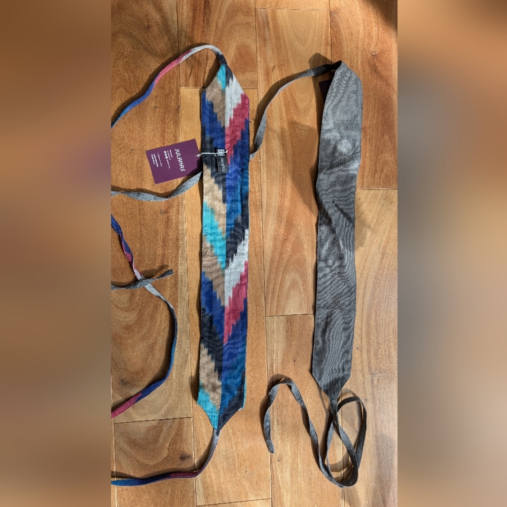 Pair of Julahas Obi Wrap Belts: Multicolor & Grey